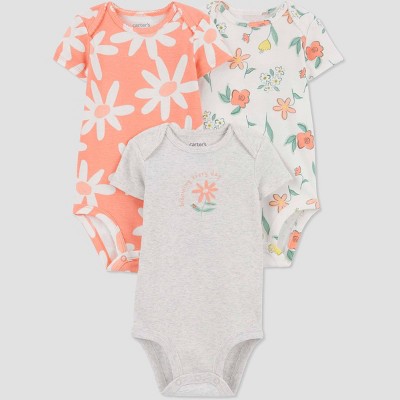 Image of Carter's Just One You® Baby Girls' 3pk Bodysuit - Coral Orange Newborn
