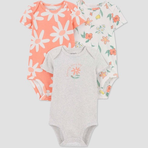 Carter's Just One You® Baby Girls' 3pk Bodysuit - Coral Orange 6m : Target