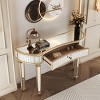 47" Modern Mirrored Console Table with Storage Drawer, Half-Moon Entryway Table for Hallway, Dressing Room, or Living Room–The Pop Home - 3 of 4