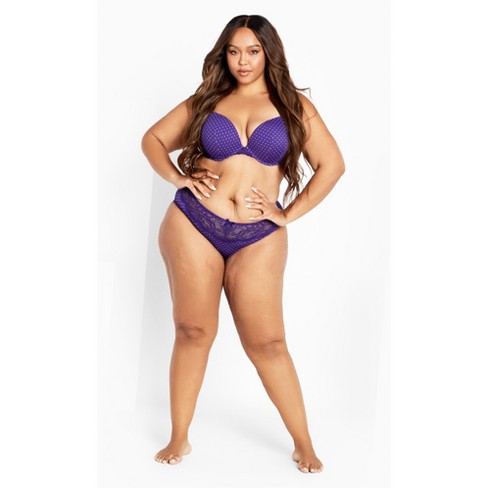 City Chic  Women's Plus Size Mounia Push Up Print Bra - Purple Spot - 40ddd  : Target