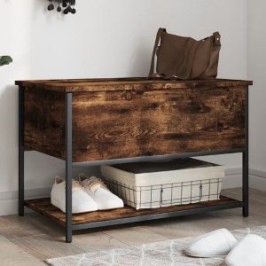 vidaXL Storage Bench Smoked Oak 27.6 in.x16.7 in.x18.5 in. Engineered Wood - 1 of 4