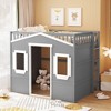 NicBex Full Size Loft Bed Classic House Shape Pine Bunk Bed Frame with Windows, Ladder and Full Length Guardrail, No Box Spring Required - 2 of 4