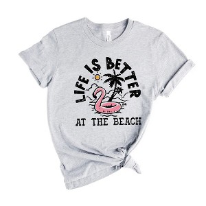 Simply Sage Market Women's Better At The Beach Flamingo Short Sleeve Graphic Tee - 1 of 3
