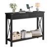Homhougo Console Table with 2 Drawers, Farmhouse Sofa Table with Storage Shelf, Accent Wood Entryway Table Black - 3 of 4