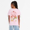 Women's Oversized Print Strawberry Shortcake Short Sleeve Graphic T-Shirt - Pink - 2 of 4