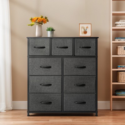 FONTOI Decorative Storage Cabinets, 9-Drawer Dresser, Designed for Modern Lifestyles and Interiors, Black, 31.5"*11.8"*39.5"