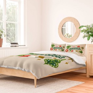 Deny Designs Full/Queen Jessica Molina Seasons Greetings Vintage Ornaments Duvet Cover and Pillow Sham Cream - 1 of 4