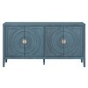 Hostack Buffet Cabinet Sideboard with Circular Groove Doors & Round Handles for Dining and Living Room, Antique Blue - 2 of 4