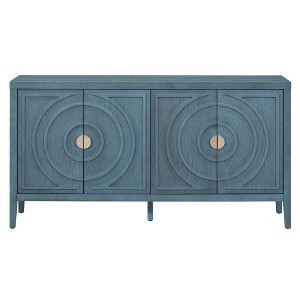 Hostack Buffet Cabinet Sideboard with Circular Groove Doors & Round Handles for Dining and Living Room, Antique Blue - 1 of 4