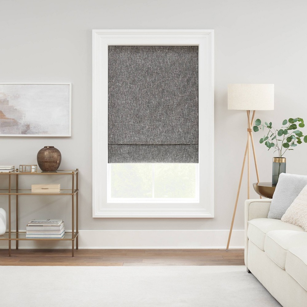 Photos - Blinds Eclipse 64"x33" Drew 100 Total Blackout Cordless Roman Blind and Shade Charcoal  