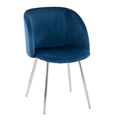 Blue Velvet Upholstered Arm Chairs with Metal Legs, Set of 2