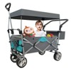 FURNIinspire Outdoor Serving Carts Push Pull Utility Folding Wagon with Removable Canopy for Camping Beach Outdoor, Gray, 50"*20.47"*43.3" - 2 of 4