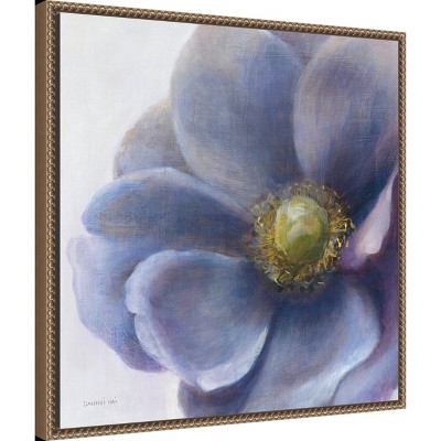 Purple and Yellow Anemone Botanical Canvas Art with Bronze Frame