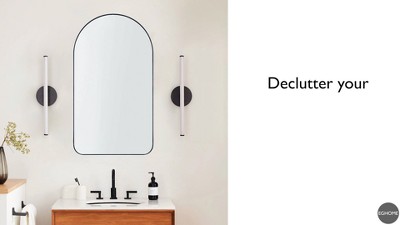 Arched Black Metal Framed Recessed Medicine Cabinet with Mirror