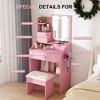 KWPZQEB Makeup Dressing Table with Mirror & LED, Vanity Desk with Storage Bench & Drawers, Small Makeup Vanity with Hairdryer Holder for Dressing Room - 4 of 4