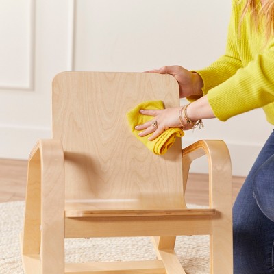 Natural Birch Kids Rocking Chair with Faux Shearling Cushion