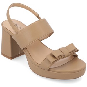 Journee Collection Womens Brookan Sling Back Covered Block Heel Platform Sandals - 1 of 4