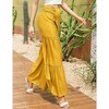 Women's Elastic Smocked Loose Wide Leg High Waist Pants  With Belt - 3 of 4