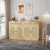 60'' Rattan Sideboard, Sideboard Cabinet with 2 Drawers and 4 Rattan Doors, Buffet Cabinet with Adjustable Shelves for Dining Room, Living Room - 2 of 4