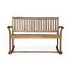 2-Seater Acacia Wood Rocking Loveseat with Smooth Motion,Rustic Outdoor Bench for Porch or Backyard-The Pop Home - 3 of 4