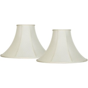 Imperial Shade Set of 2 Bell Lamp Shades Cream Large 7" Top x 20" Bottom x 12.25" High Spider Replacement Harp and Finial Fitting - 1 of 4