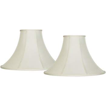 Imperial Shade Set of 2 Bell Lamp Shades Cream Large 7" Top x 20" Bottom x 12.25" High Spider Replacement Harp and Finial Fitting