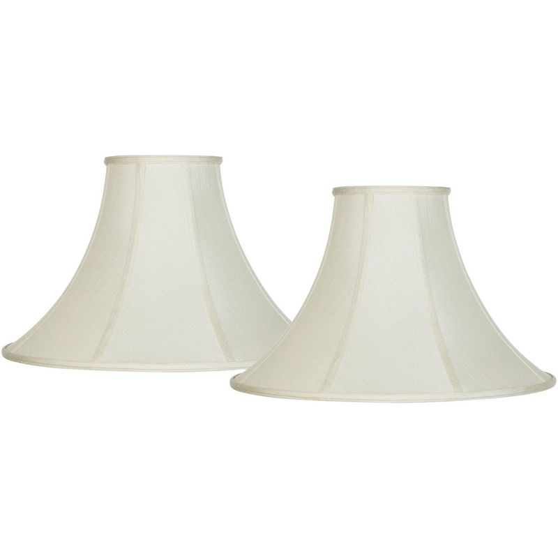 Imperial Shade Set of 2 Bell Lamp Shades Cream Large 7" Top x 20" Bottom x 12.25" High Spider Replacement Harp and Finial Fitting, 1 of 7