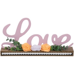 Northlight Love with Flowers Wooden Valentine's Day Sign - 11.25" - 1 of 4