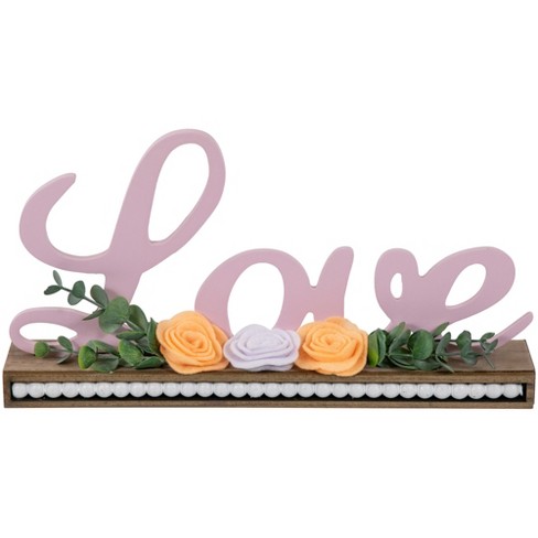 Northlight Love with Flowers Wooden Valentine's Day Sign - 11.25" - image 1 of 4