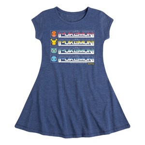 Girls' - Pokémon - Retro Pokémon Logo Fit & Flair Cap Sleeve Dress - 1 of 3