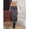 Womens Cargo Skirts Side Ruched Drawstring Skirts with Side Pockets Slit Skirts Long Cargo Skirts - 3 of 4