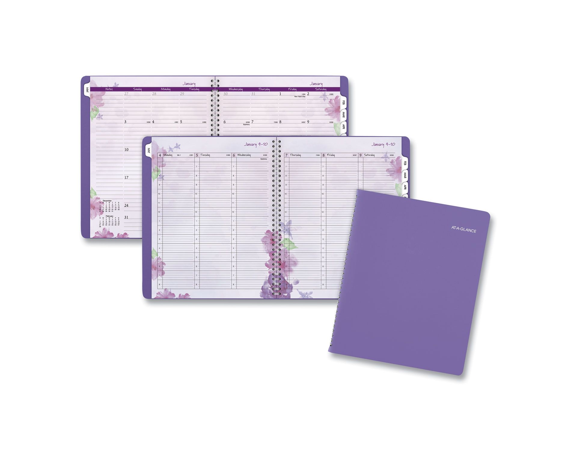 Beautiful Day Weekly/Monthly Planner, Vertical-Column Format, 11 x 8.5, Purple Cover, 13-Month: Jan 2026 to Jan 2027