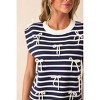 Women's Leah Striped Bow Cap Sleeves Top - entro - 2 of 4