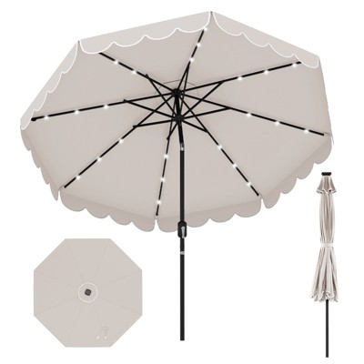 Tangkula 10 FT Solar Patio Umbrella Outdoor Market Sunshade w/ 24 LED Lights