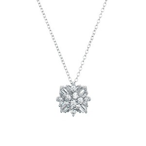 Guili Elegant Sterling Silver White Gold Plated Cubic Zirconia Snowflake Cluster Pendant Necklace Ð Timeless Jewelry with a Winter-Inspired Design - 1 of 3