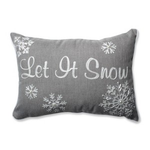 11.5"x18.5" 'Let It Snow' Lumbar Throw Pillow - Pillow Perfect: Embroidered Snowflakes, Indoor Holiday Decor - 1 of 2