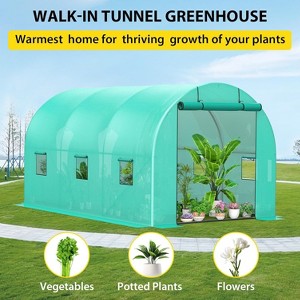 Acekool 8x13FT Walk-In Greenhouse - Galvanized Steel Frame with 6 Windows & PE Cover - 1 of 4