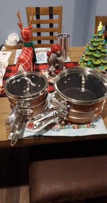 Gotham Steel Cast Textured Copper 3pc Stacking Cookware Set : Target