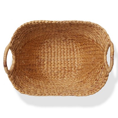 Natural Water Hyacinth Oval Storage Basket with Handles