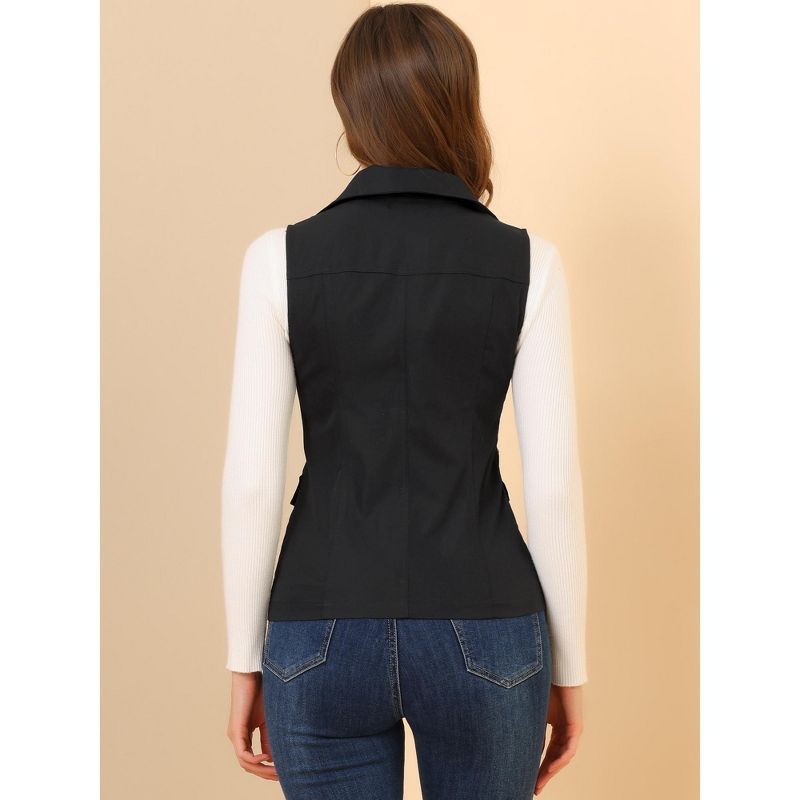 Allegra K Women's Zip-Up Sleeveless Turn Down Collar Cargo Utility Vest with Pockets, 5 of 7