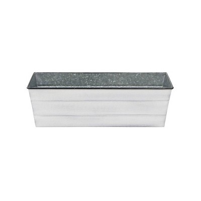 24" Medium Galvanized Steel Flower Box Planter with Wall Brackets Cape Cod White - ACHLA Designs