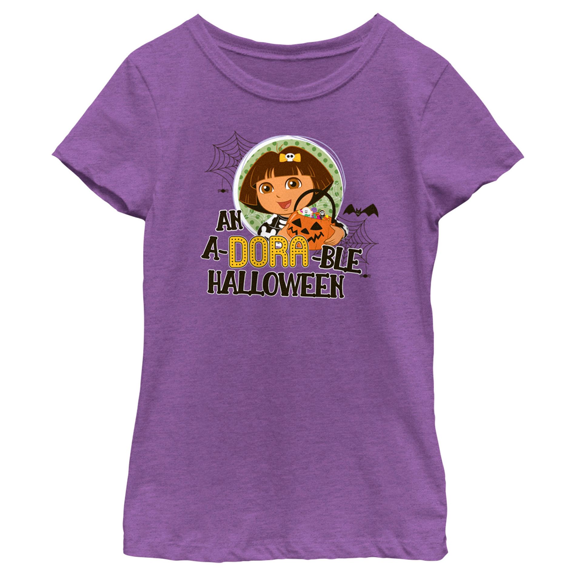 Girl's Dora the Explorer An A-Dora-Ble Halloween  T-Shirt - Purple Berry - X Small