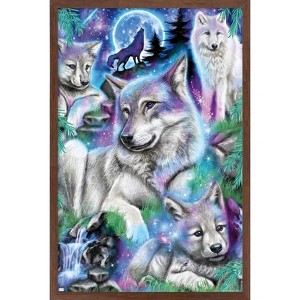 Trends International Sheena Pike - Daydream Galaxy Wolves Framed Wall Poster Prints - 1 of 4