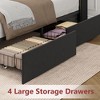 Upholstered Platform Bed Frame with 2-Tier Storage Headboard, Black Velvet Tufted Bed with 4 Storage Drawers & Nailhead Trim - 4 of 4