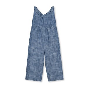 Hope & Henry Girls' Sleeveless Ruffle Neck Jumpsuit, Kids - 1 of 4