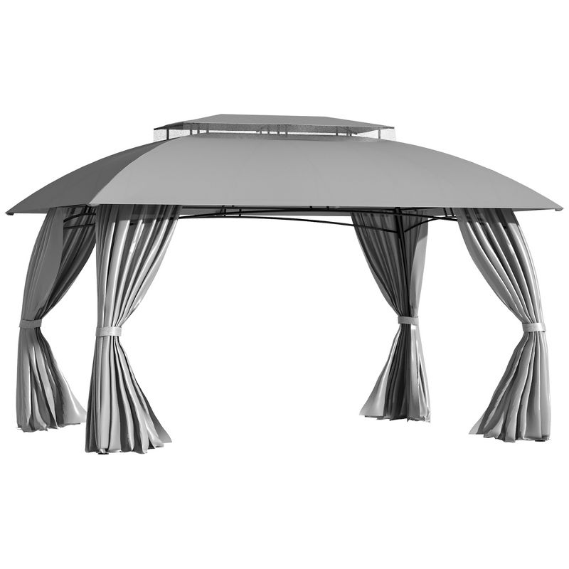 Outsunny 13' x 10' Patio Gazebo Outdoor Canopy Shelter with Sidewalls, Double Vented Roof, Steel Frame for Garden, Lawn, Backyard and Deck, 1 of 7