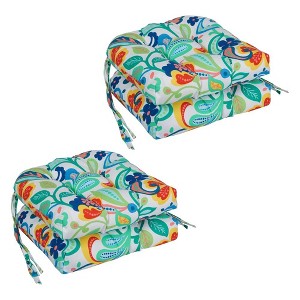 Blazing Needles, 16-inch Spun Polyester Outdoor U-shaped Tufted Chair Cushions (Set of 4) - 1 of 2