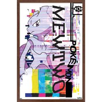 Trends International Pokémon - Kanto Region Framed Wall Poster Prints  Mahogany Framed Version 14.725 x 22.375