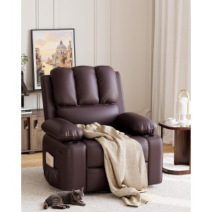 GustoWave Oversized Manual Recliner Sofa 135°, Reclining Chair Faux PU Leather Sofa with 2 Cup Holders and Side Pockets - 1 of 4