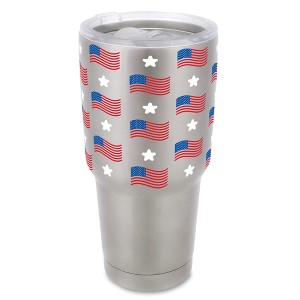 100 North 30 Ounce Stainless Steel On the Go Travel Tumbler With Push Top Lid, Stars and Stripes Silver - 1 of 4